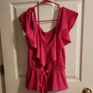 Pink Ruffled Sleeveless Top